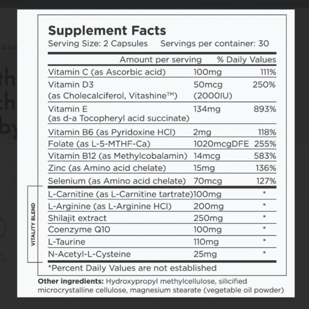 Beli Vitality prenatal vitamins reviews Ingredients label
